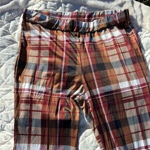 SHEIN Plaid Pants in Brown and Red